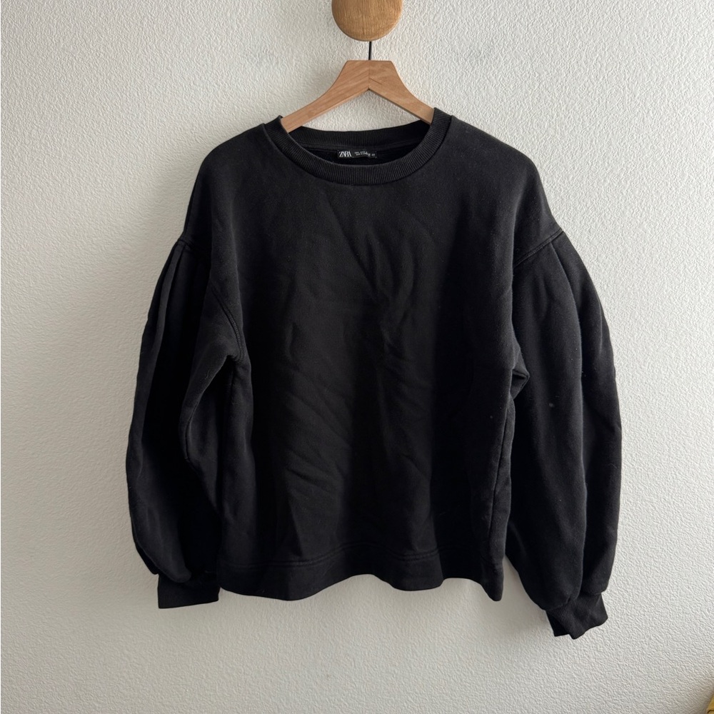 Zara Black Puff Sleeve Sweatshirt